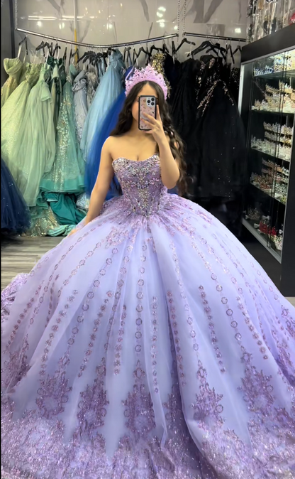 Gorgeous Ball Gown Quinceanera Dress Tulle Purple Sweet 16 Dress DP08170
