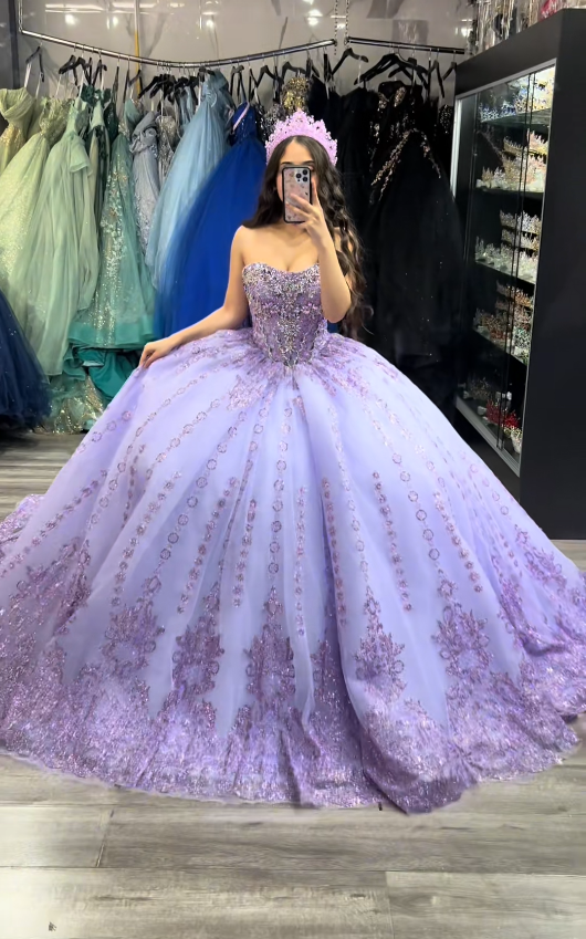 Gorgeous Ball Gown Quinceanera Dress Tulle Purple Sweet 16 Dress DP08170