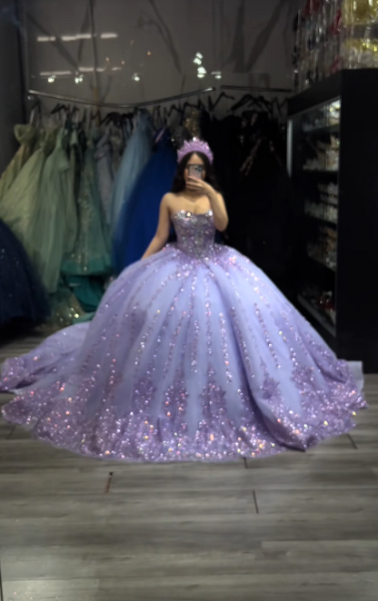 Gorgeous Ball Gown Quinceanera Dress Tulle Purple Sweet 16 Dress DP08170