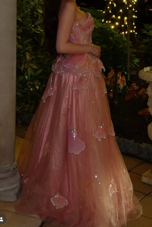 Fairy Coral Ballkleid A-Linie Tüll langes Abendkleid DP08205