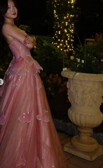 Fairy Coral Ballkleid A-Linie Tüll langes Abendkleid DP08205