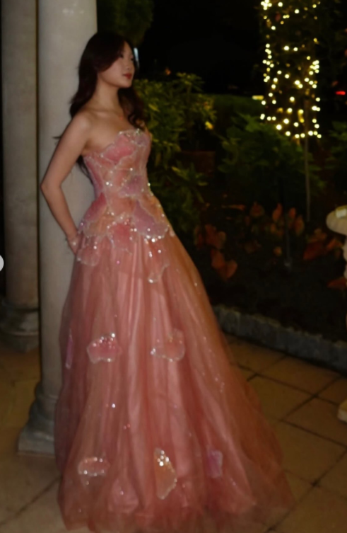 Fairy Coral Ballkleid A-Linie Tüll langes Abendkleid DP08205