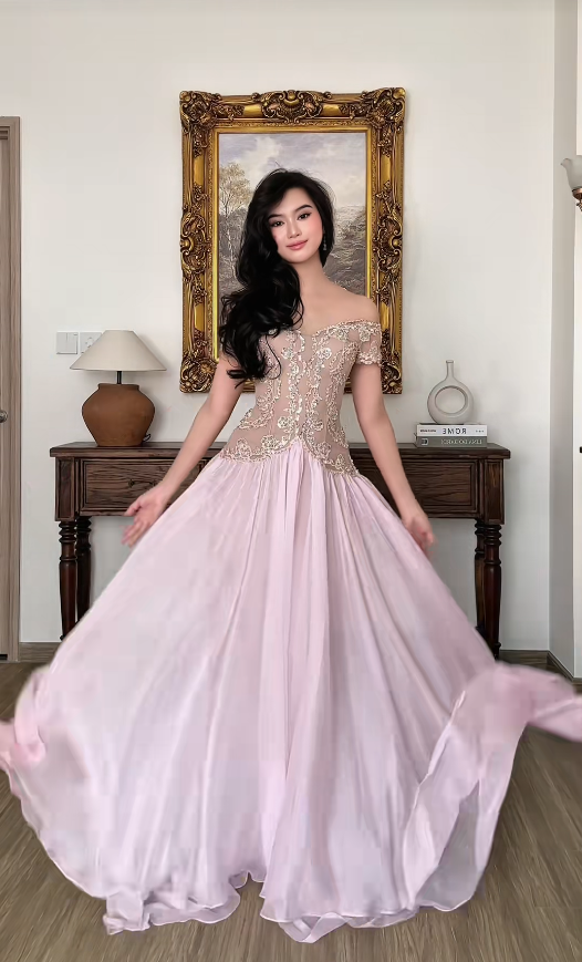 Fairy Pink Prom Dress Sheath Chiffon Long Evening Dress DP08207