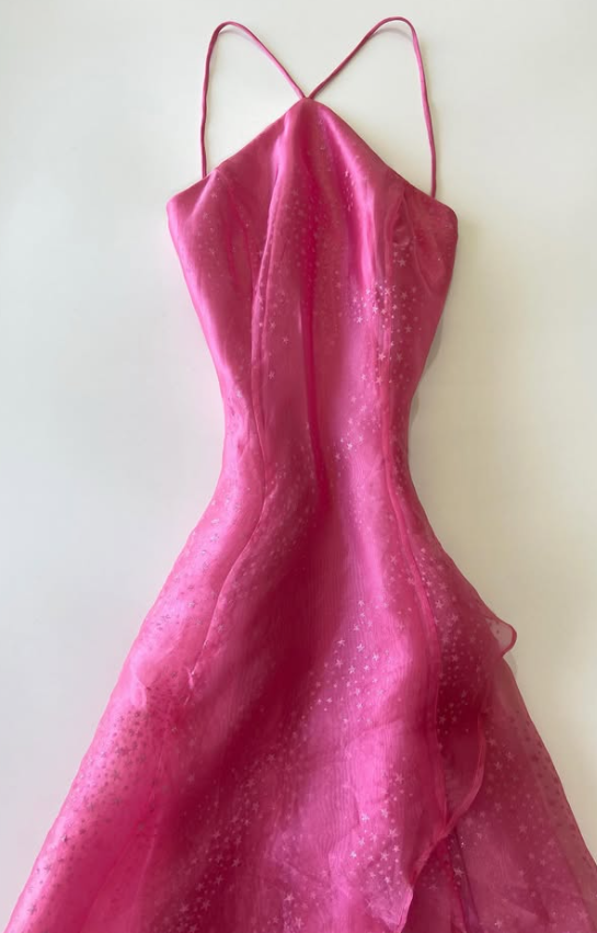 Fairy Hot Pink Prom Dress Sheath Tulle Long Evening Dress DP08209