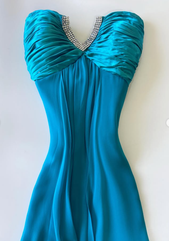Elegant Blue Prom Dress Sheath Chiffon Long Evening Dress DP08211