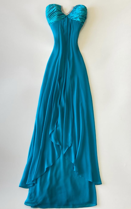 Elegant Blue Prom Dress Sheath Chiffon Long Evening Dress DP08211