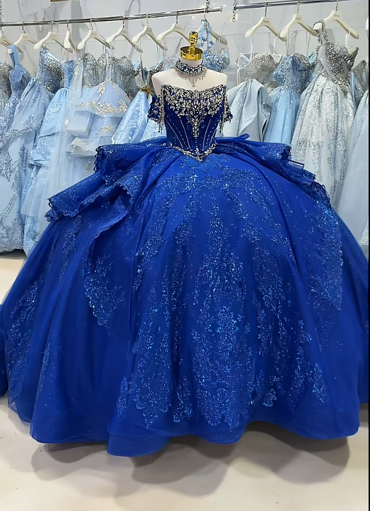 Fairy Ball Gown Tulle Quinceanera Dress Blue Sweet 16 Dress DP08220