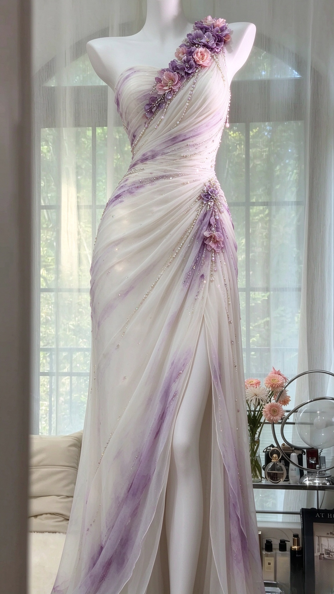 Vintage White Prom Dress Sheath Chiffon Long Evening Dress DP08221