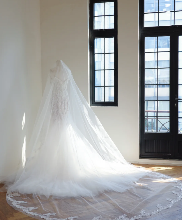 Glam White Brautkleid Meerjungfrau-Stil mit Perlen und Tüll, langes Hochzeitskleid DP08255