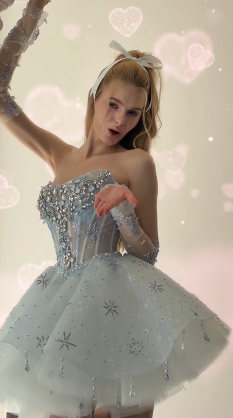 Niedliches kurzes blaues Ballkleid, A-Linie, Tüll, Geburtstagskleid DP08257