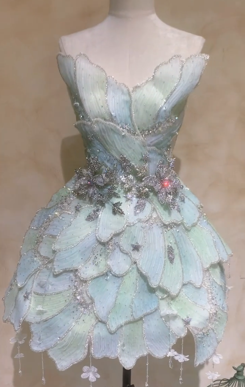 Jolie robe de bal courte verte en tulle, coupe trapèze, pour fête d’anniversaire DP08258
