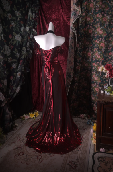 Jolie robe de bal bordeaux, robe de soirée longue fourreau en satin DP08278