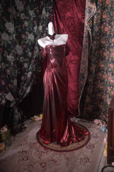 Jolie robe de bal bordeaux, robe de soirée longue fourreau en satin DP08278