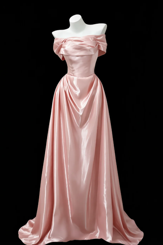 Pretty Pink Prom Dress Sheath Satin Long Evening Dress DP08289