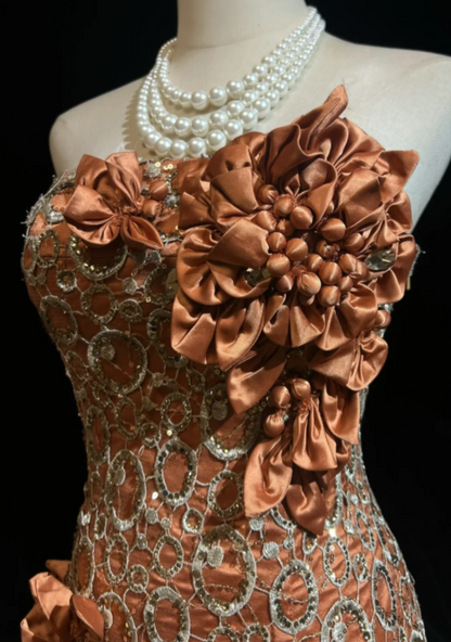 Pretty Orange Prom Dress Sheath Tulle Long Evening Dress DP08298