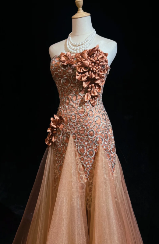 Pretty Orange Prom Dress Sheath Tulle Long Evening Dress DP08298