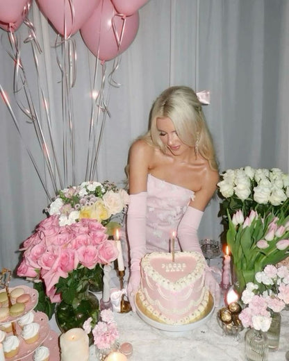 Süßes Etuikleid, trägerlos, rosa Satin, kurzes Sommer-Geburtstagskleid, Hoco-Kleid, Geburtstags-Outfit, 19. Geburtstag, Mini-Partykleider, DP1116