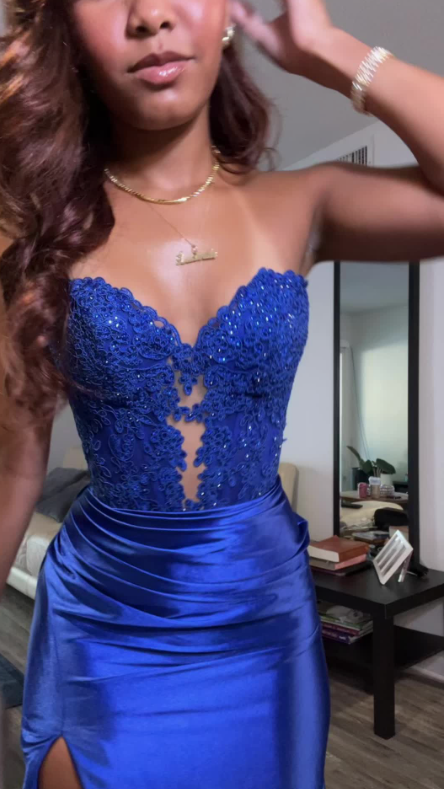 Elegantes Etuikleid Königsblau Herzausschnitt Langes Geburtstagskleid Ballkleid Baddie Sommer Outfit zum 20. Geburtstag DP1122