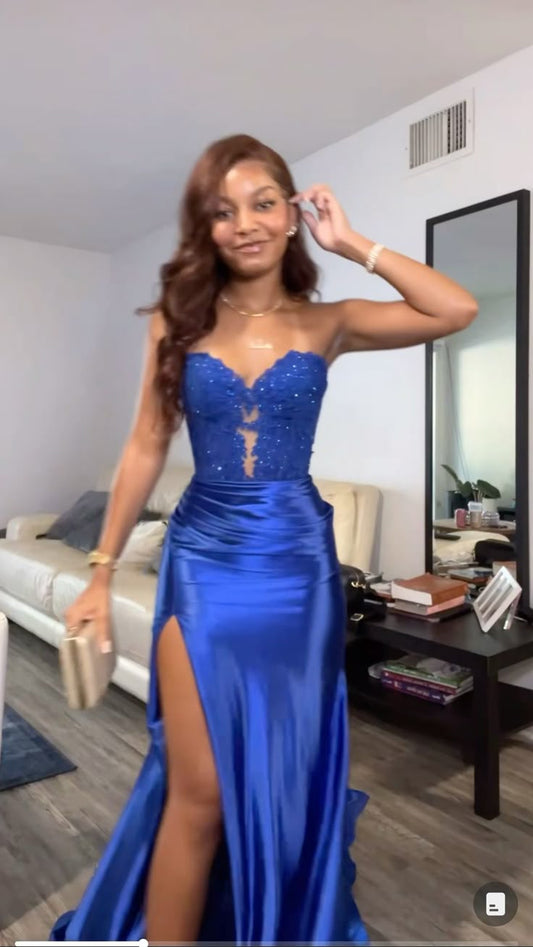 Elegantes Etuikleid Königsblau Herzausschnitt Langes Geburtstagskleid Ballkleid Baddie Sommer Outfit zum 20. Geburtstag DP1122
