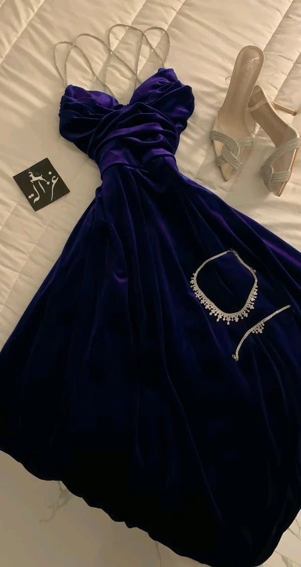 Süßes A-Linie Spaghettiträger Königsblau Sommerkleid zum 18. Geburtstag Hoco Kleid Geburtstagsoutfit 15. Geburtstag Partykleider DP1146