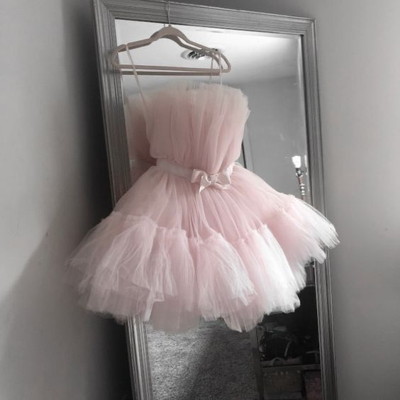 Süßes Ballkleid, trägerlos, Tüll, rosa, kurz, Sommerkleid zum 20. Geburtstag, Hoco-Kleid, Geburtstagsoutfit, Mini-Partykleider zum 18. Geburtstag, DP1153