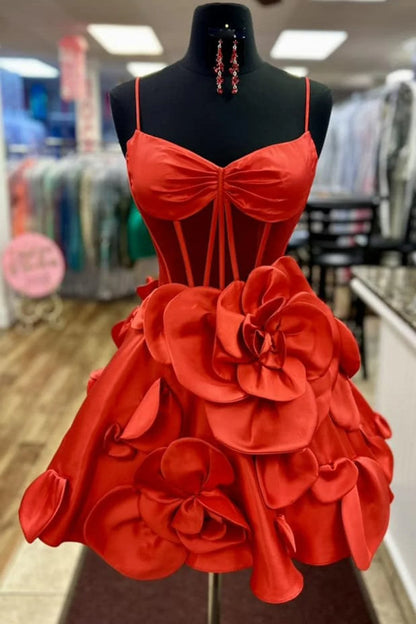Robe de bal sexy à bretelles spaghetti en satin rose, courte, tenue d'été pour 20e anniversaire, tenue Hoco, mini robe de soirée pour 18e anniversaire, DP1172