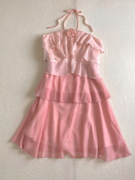 Hübsches A-Linie Neckholder Rosa Rüschen Chiffon Ärmelloses Sommer Geburtstagskleid Hoco Kleid Geburtstagsoutfit 19. Geburtstag Mini Cocktailkleider DP1176