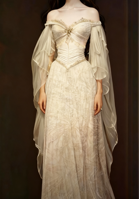 Vintage Bridal Gown A line Off The Shoulder Ivory Lace Wedding Dresses Minimalist Bridal Gowns DP1185