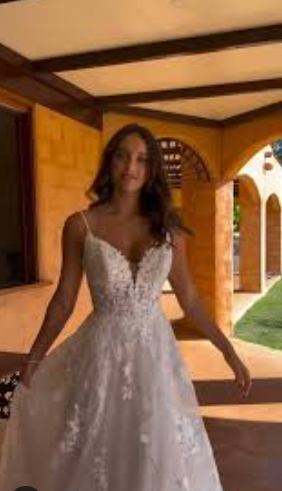 Classic Bridal Gown A Line Spaghetti Straps Lace White Wedding Dresses Minimalist Bridal Gowns DP1206