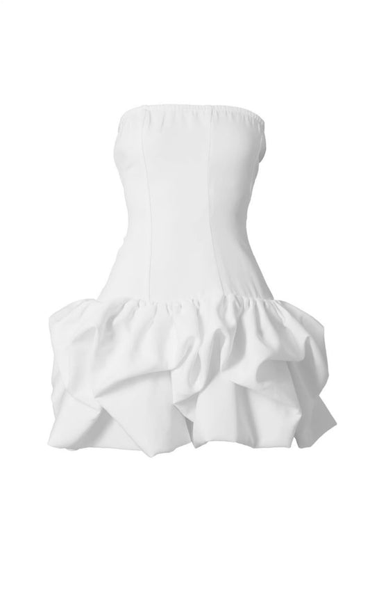 Cute A line Strapless Satin White Summer Short Birthday Dress Hoco Dress Birthday Outfit 19th Birthday Mini Cocktail Dresses DP1251