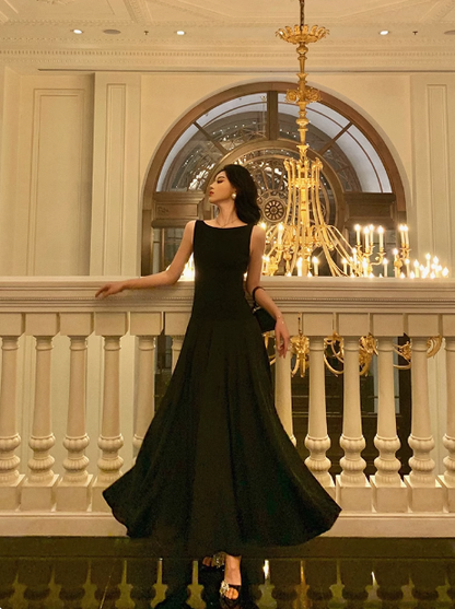 Elegantes schwarzes ärmelloses A-Linien-Kleid zum 21. Geburtstag, Partykleid, Geburtstags-Outfits, Geburtstagskleid-Ideen für Frauen, DP1290