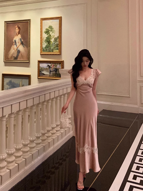 Edles Etuikleid aus rosa Satin, lang, für den 18. Geburtstag, Partykleid, Outfits für den 21. Geburtstag, Ideen für Geburtstagskleider für Frauen, DP1314