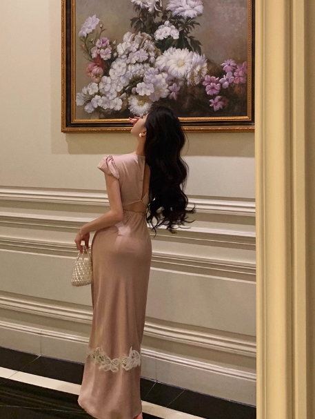 Edles Etuikleid aus rosa Satin, lang, für den 18. Geburtstag, Partykleid, Outfits für den 21. Geburtstag, Ideen für Geburtstagskleider für Frauen, DP1314