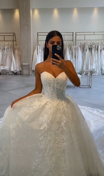 Klassisches Brautkleid Ballkleid Sweetheart Spitze Weiße Brautkleider Minimalistische Brautkleider DP1362