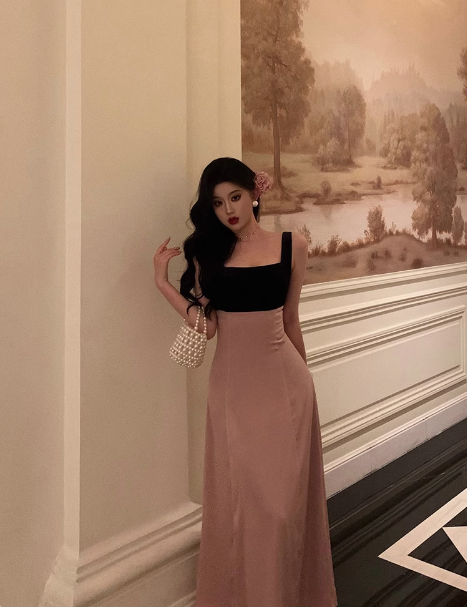 Elegantes A-Linien-Kleid mit quadratischem Ausschnitt, rosa, ärmellos, burgunderrot, Partykleid, Geburtstags-Outfits, Geburtstagskleid-Ideen für Frauen, DP1388