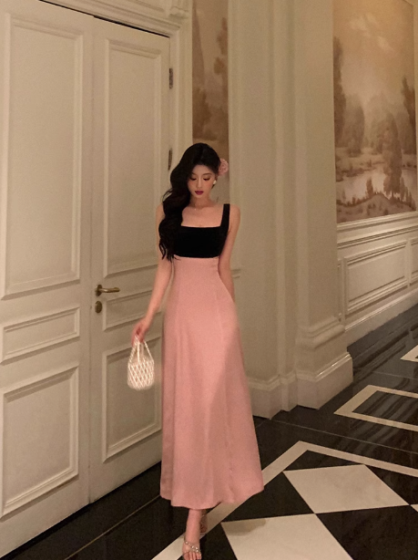 Elegantes A-Linien-Kleid mit quadratischem Ausschnitt, rosa, ärmellos, burgunderrot, Partykleid, Geburtstags-Outfits, Geburtstagskleid-Ideen für Frauen, DP1388
