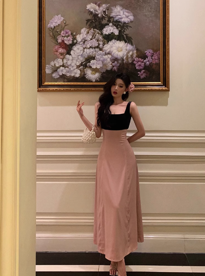 Elegantes A-Linien-Kleid mit quadratischem Ausschnitt, rosa, ärmellos, burgunderrot, Partykleid, Geburtstags-Outfits, Geburtstagskleid-Ideen für Frauen, DP1388