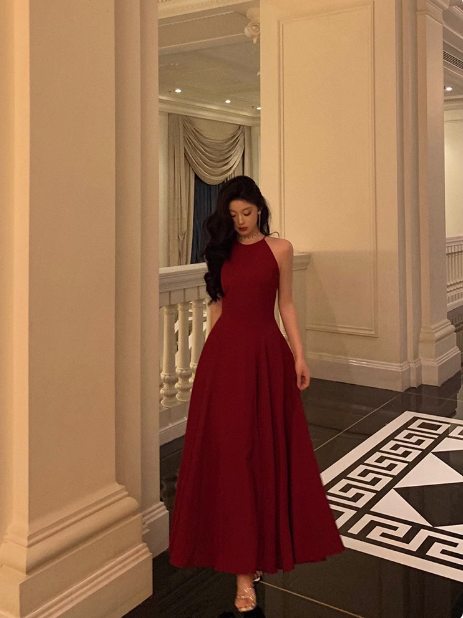 Elegantes rotes ärmelloses A-Linien-Geburtstagskleid zum 23. Geburtstag Partykleid Geburtstags-Outfits Geburtstagskleid-Ideen für Frauen DP1420
