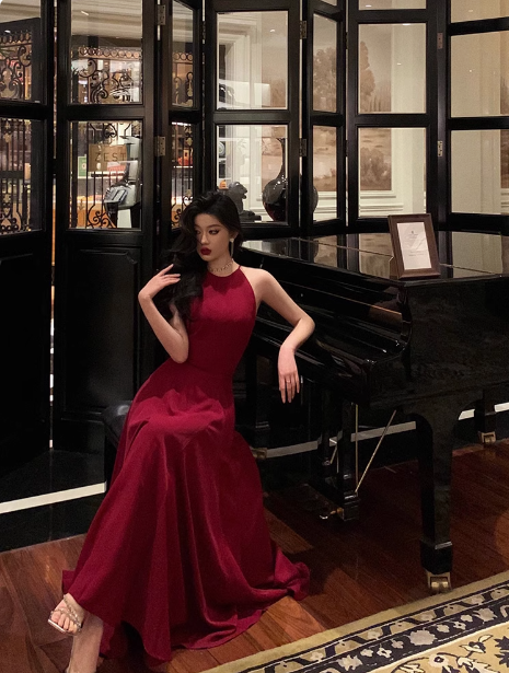 Elegantes rotes ärmelloses A-Linien-Geburtstagskleid zum 23. Geburtstag Partykleid Geburtstags-Outfits Geburtstagskleid-Ideen für Frauen DP1420