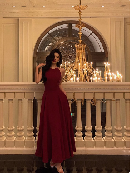 Elegantes rotes ärmelloses A-Linien-Geburtstagskleid zum 23. Geburtstag Partykleid Geburtstags-Outfits Geburtstagskleid-Ideen für Frauen DP1420