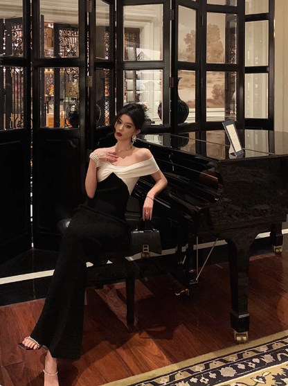 Elegant Glamour Mermaid Off The Shoulder Black Prom Gowns Party Dress Classy Gowns Evening Dresses DP1462