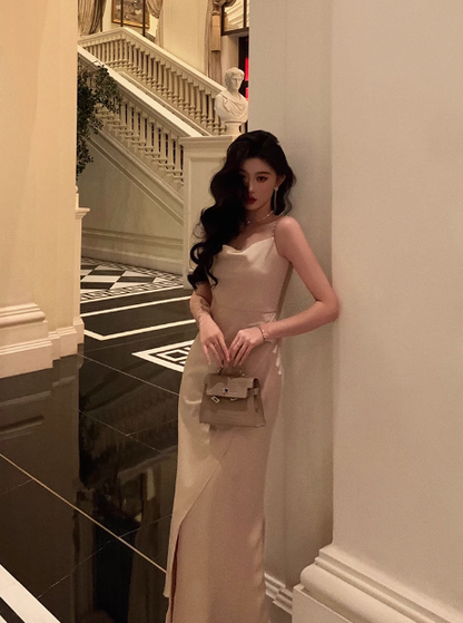 Sexy Mermaid Champagne Satin 21st Birthday Dress Party Gown Birthday Outfits Birthday Dress Ideas For Women DP1466