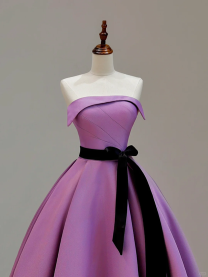 Elegantes, glamouröses A-Linien-Kleid aus trägerlosem Satin in Lila zum 21. Geburtstag, Partykleid, Geburtstags-Outfits, Geburtstagskleid-Ideen für Frauen, DP1526