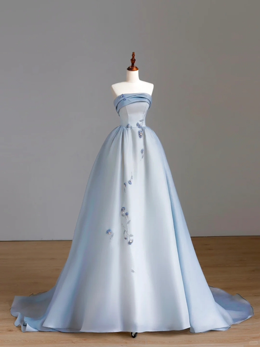 Elegant Glamour Ball Gown Strapless Blue 21st Birthday Dresses Party Gown Birthday Outfits Birthday Dress For Women DP1528