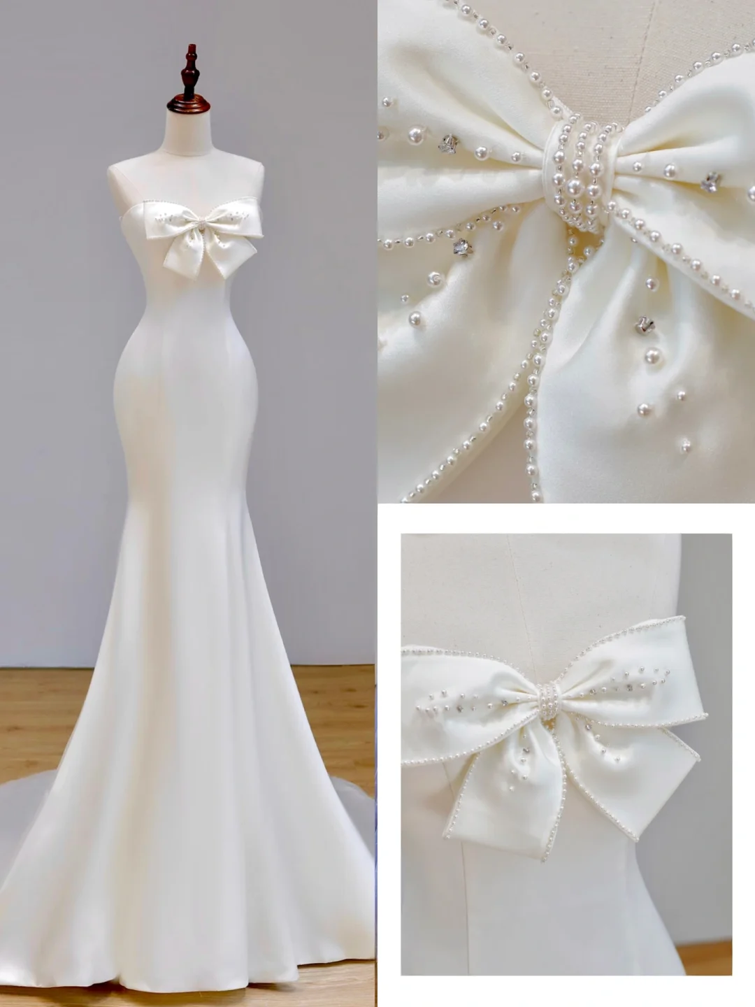 Romantisches Brautkleid Meerjungfrau trägerloses weißes Brautkleid Minimalistische Brautkleider DP1577