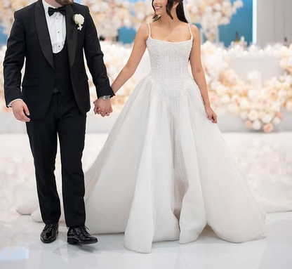 Hübsches Brautkleid Ballkleid Spaghettiträger Pailletten Weiß Brautkleider Brautkleider DP1597