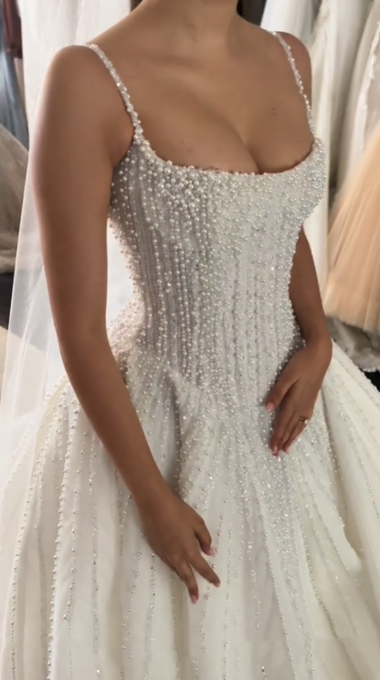 Hübsches Brautkleid Ballkleid Spaghettiträger Pailletten Weiß Brautkleider Brautkleider DP1597