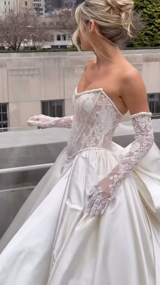 Elegant Bridal Dress Ball Gown Sweetheart White Lace Wedding Dresses Minimalist Bridal Gowns DP1600