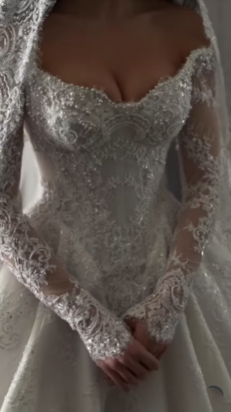 Elegantes Brautkleid Ballkleid aus der Schulter weiße Spitze Brautkleider minimalistischen Brautkleider DP1620