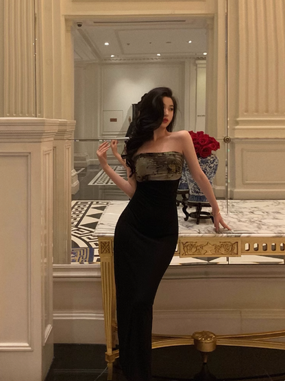 Modest Sheath Strapless Black Satin 21st Birthday Dress Party Gown Birthday Outfits Birthday Dress Ideas For Women DP1630